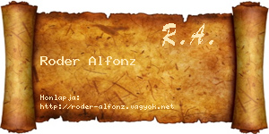 Roder Alfonz névjegykártya